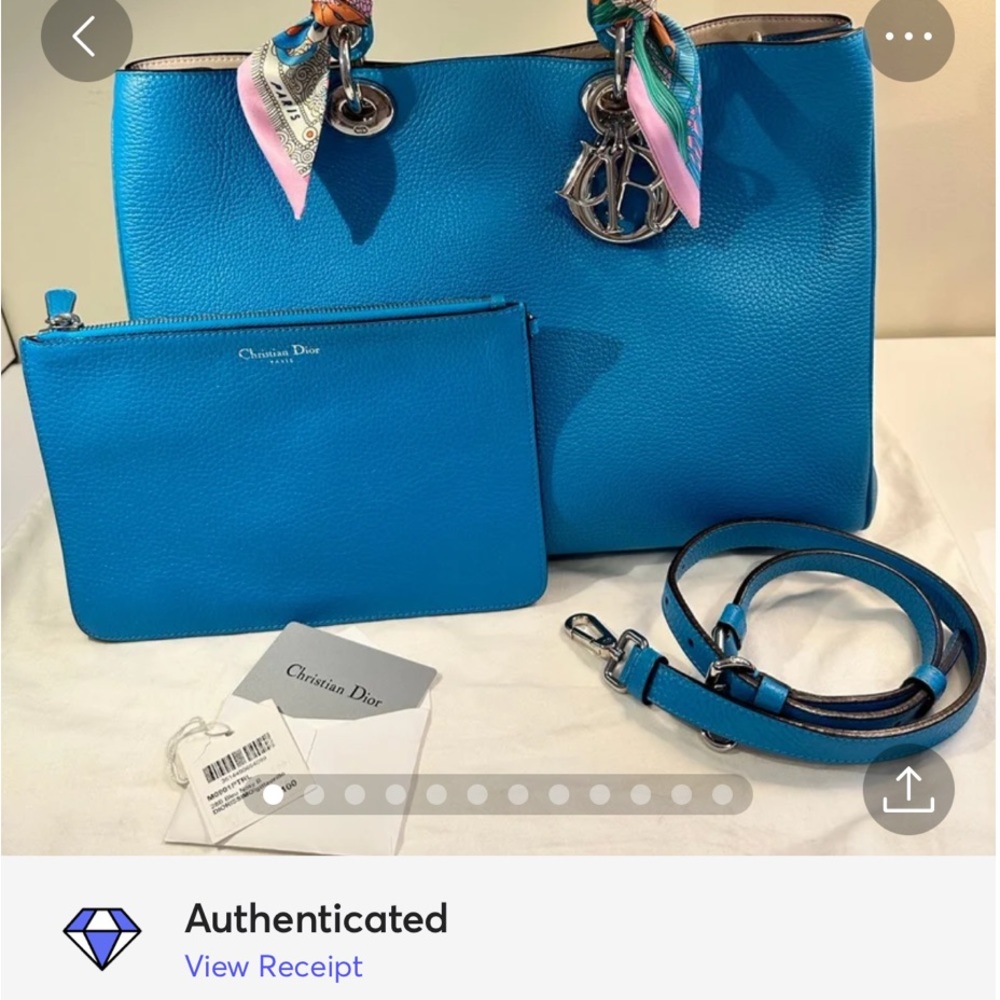 Christian Dior Diorissimo Tote Large Blue Leather - Picture 16 of 16